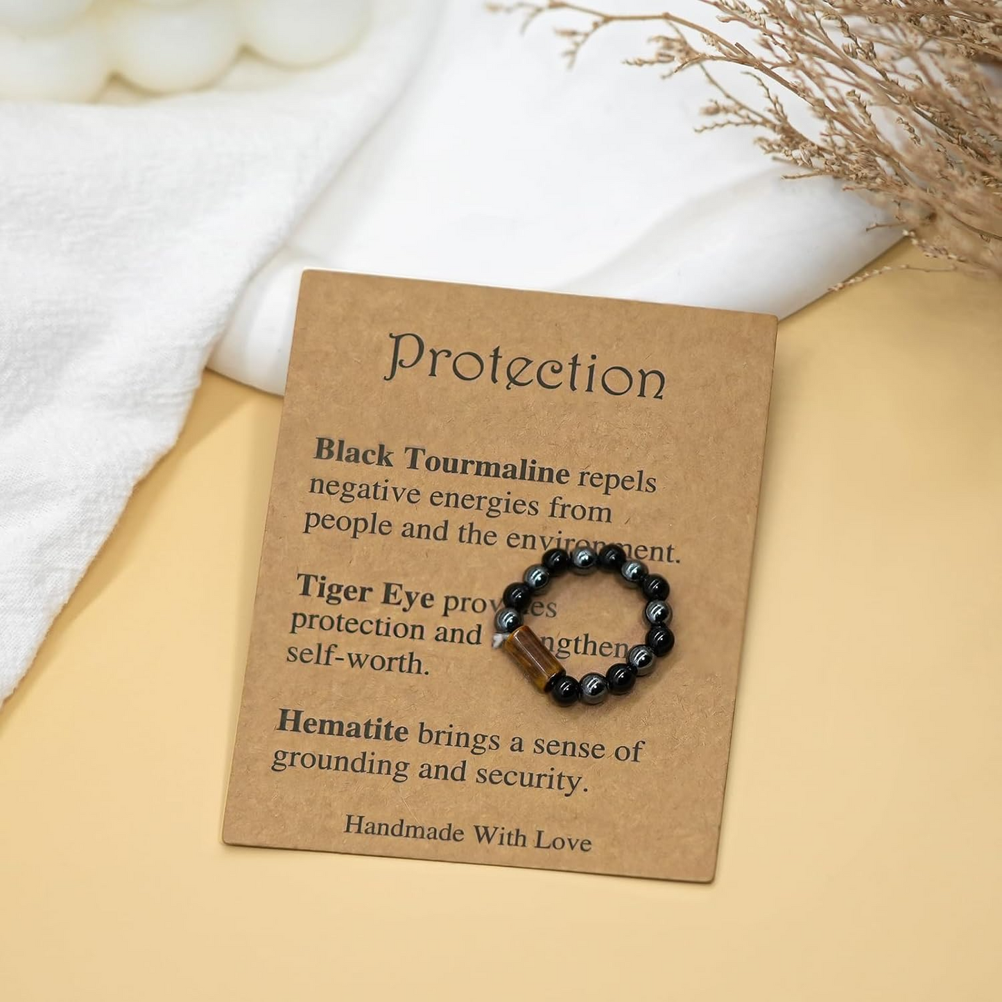 Healing Crystal Stretch Rings for Anxiety & Protection – Natural Gemstone Rings for Men and Women